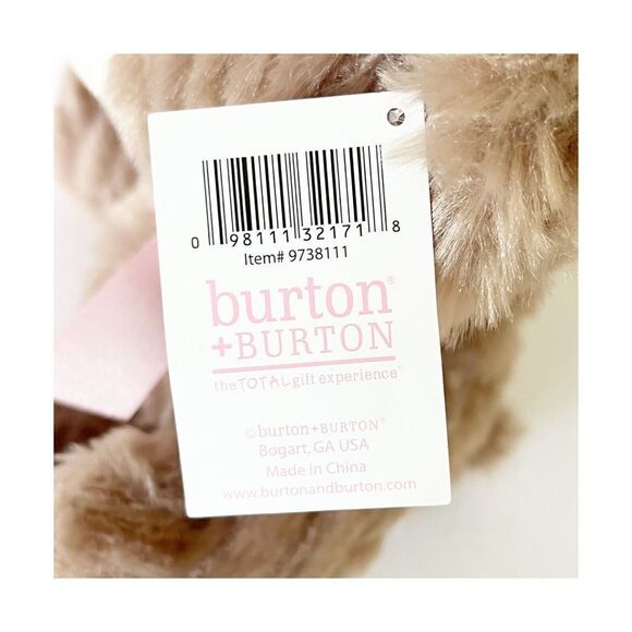Burton & Burton Teddy Bear Brown Plush w/Pink Ribbon Bow Soft Tags NEW - Picture 7 of 10